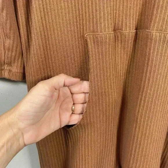 FREE PEOPLE Beach Phoenix Ribbed Mini Dress Size S Small Brown Coverup Vacation - Picture 6 of 10